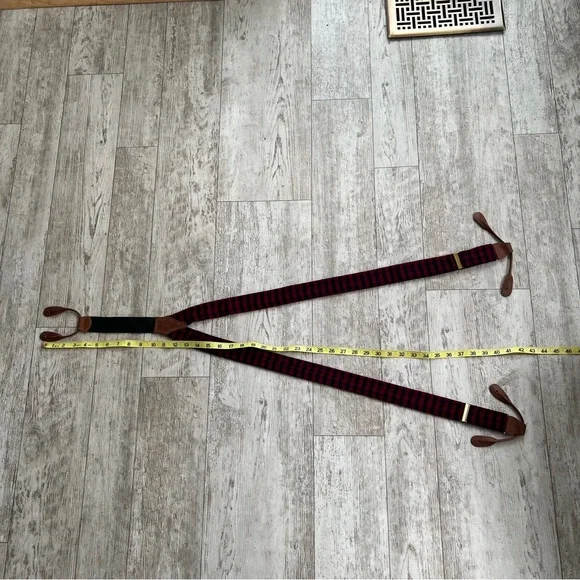 Vintage RARE MENS Polo Ralph Lauren Green Red Black Suspenders Braces Brass
